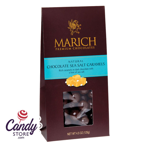 Marich Dark Chocolate Sea Salt Caramels 4.25oz Gable Box - 12ct CandyStore.com