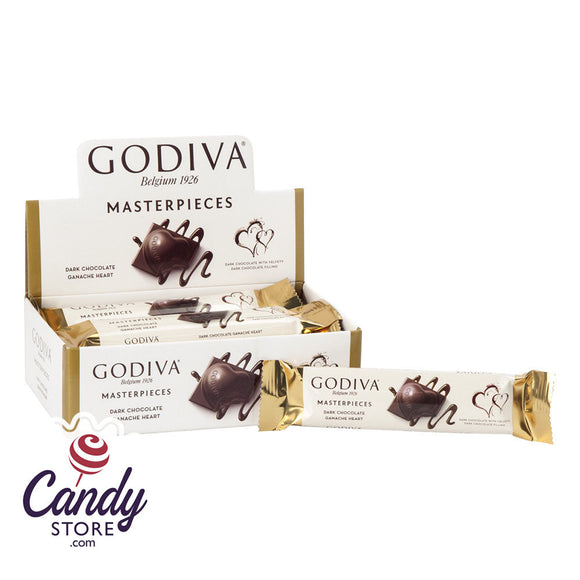 Masterpiece Dark Godiva Chocolate Ganache Heart 1oz Bar - 12ct CandyStore.com