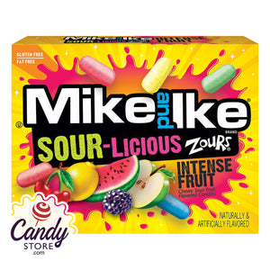 Mike And Ike Sour-Licious Intense Fruit 3.6oz Theater Box - 12ct CandyStore.com