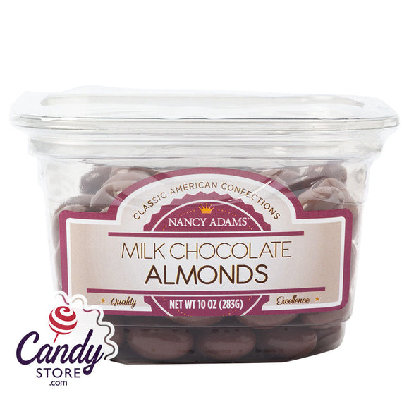 Milk Chocolate Almonds 10oz Tub Nancy Adams - 12ct CandyStore.com