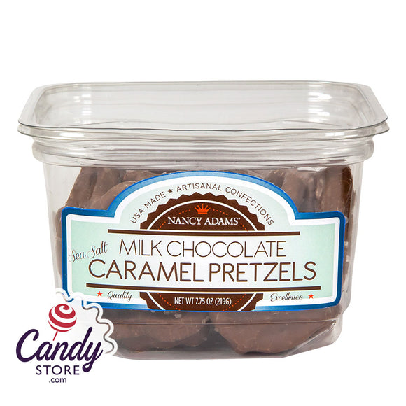 Milk Chocolate Caramel Pretzels 7.75oz Tub Nancy Adams - 12ct CandyStore.com