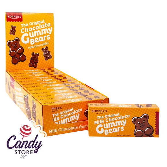 Milk Chocolate Gummy Bears 2.5oz Theater Box Koppers - 12ct CandyStore.com