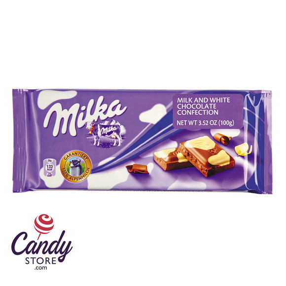 Milka Happy Cow Milk And White Chocolate Bar 3.5oz - 23ct CandyStore.com