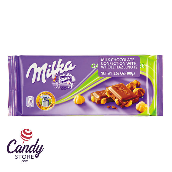 Milka Whole Hazelnuts Bar 3.5oz - 17ct CandyStore.com