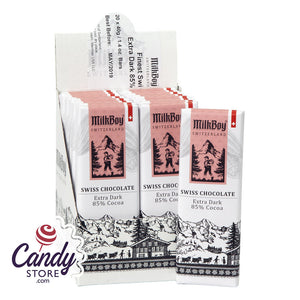 Milkboy Swiss Extra Dark 85% Cocoa 1.4oz Bar - 20ct CandyStore.com