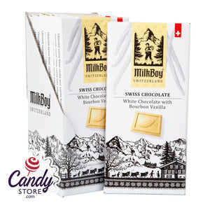Milkboy Swiss White Chocolate With Bourbon Vanilla 3.5oz Bar - 10ct CandyStore.com