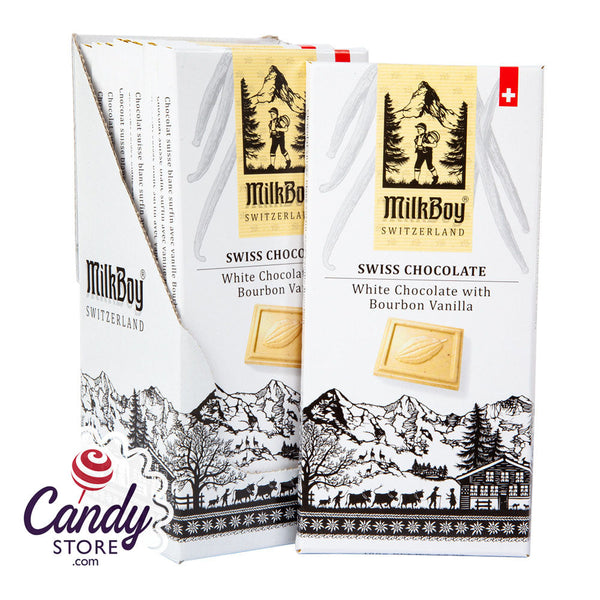Milkboy Swiss White Chocolate Bourbon Vanilla 3.5oz Bar - 10ct