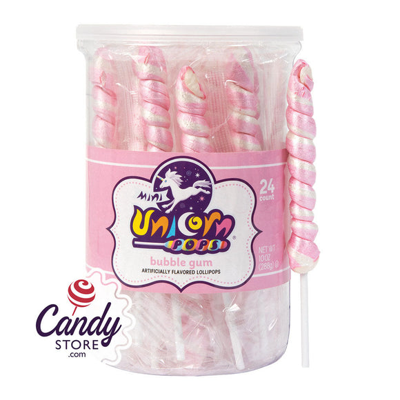 Mini Unicorn Light Pink Bubble Gum Pop 10oz Tub CandyStore.com