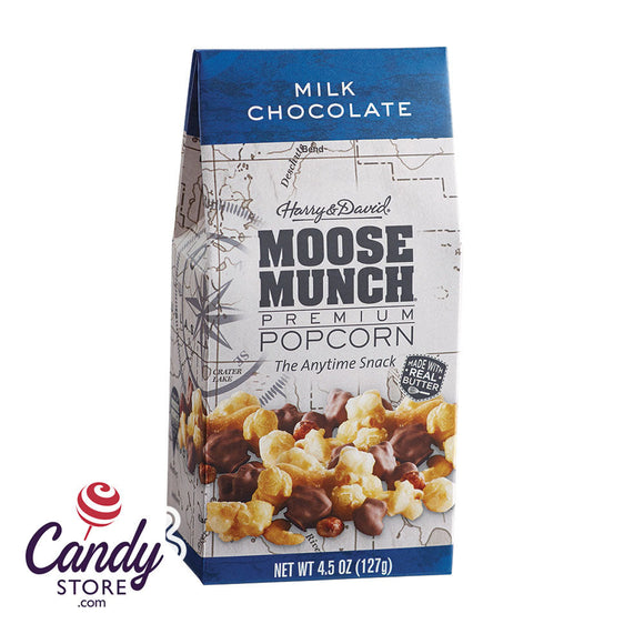 Moose Munch Popcorn Harry & David Milk Chocolate 4.5oz Gable Box - 6ct CandyStore.com
