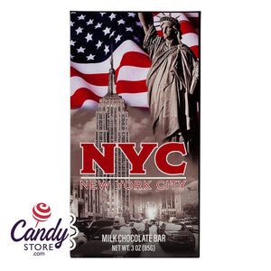 NYC Souvenir American Flag 3oz Milk Chocolate Wrapper Bar - 20ct CandyStore.com