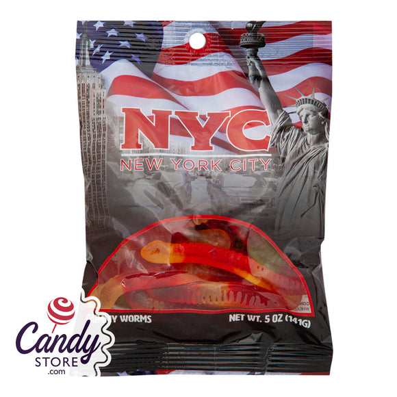 NYC Souvenir American Flag 5oz Digibag With Gummy Worm - 24ct CandyStore.com