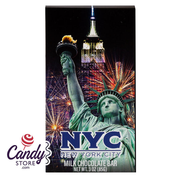 NYC Souvenir Liberty Firework 3oz Milk Chocolate Wrapper Bar - 20ct CandyStore.com