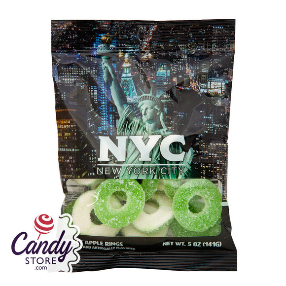 NYC Souvenir Statue Of Liberty 5oz Digibag With Gummy Apple Rings - 24ct CandyStore.com