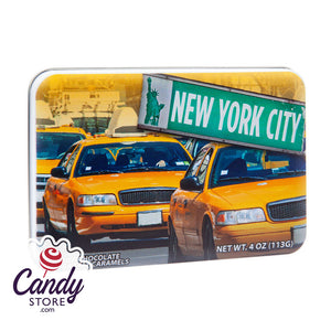 NYC Souvenir Taxi Milk Chocolate Sea Salt Caramel 4.02oz Tin - 9ct CandyStore.com