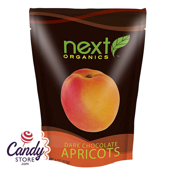 Next Organics Organic Dark Chocolate Apricots 4oz Pouch - 6ct CandyStore.com