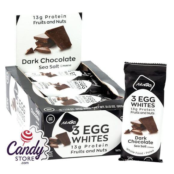 Nugo 3 Egg Whites Dark Chocolate Sea Salt Bar 1.76oz - 12ct CandyStore.com