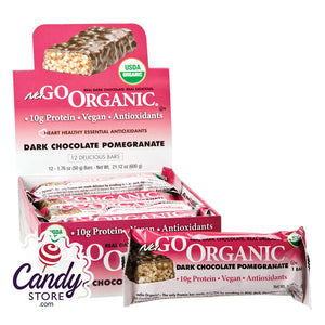 Nugo Organic Dark Chocolate Pomegranate Protein Bar 1.76oz - 12ct CandyStore.com