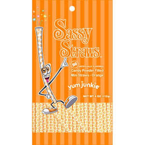 Orange Sassy Straws Powder Candy - 50-piece Bags -12ct CandyStore.com