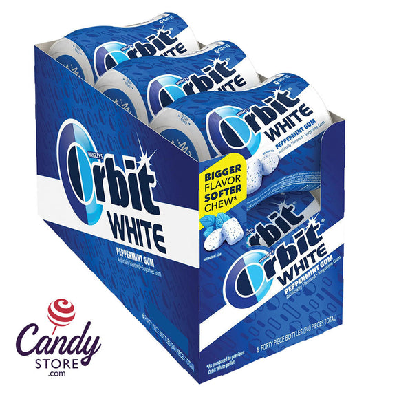 Orbit White Peppermint Gum 40-Piece Bottle - 6ct CandyStore.com