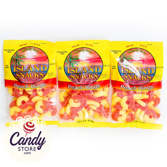 Peach Gummy Rings Island Snacks - 6ct Bags CandyStore.com