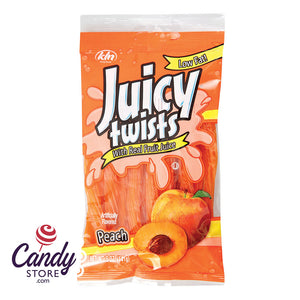 Peach Juicy Twists 5oz Peg Bag - 12ct CandyStore.com