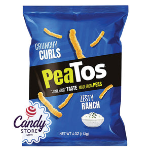 Peatos Crunchy Curls Zesty Ranch 4oz Bags - 8ct CandyStore.com