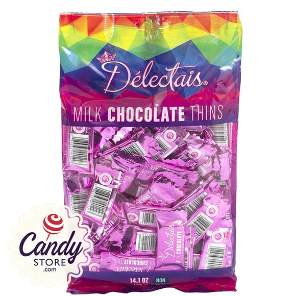 Pink Delectais Milk Chocolate Thins Bags - 14.1oz CandyStore.com
