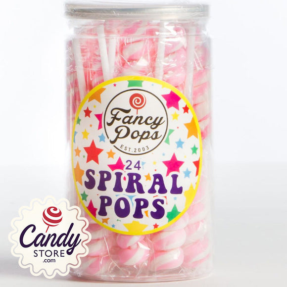 Pink Spiral Lollipops Fancy Pops - 24ct CandyStore.com