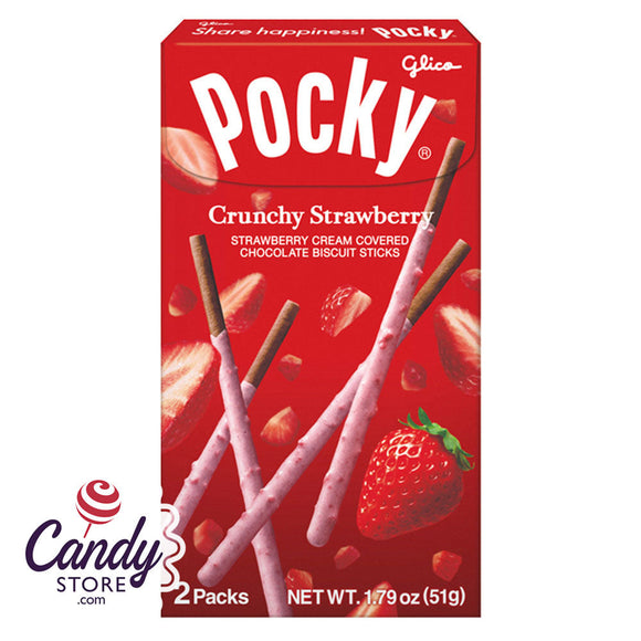 Pocky Crunchy Strawberry Chocolate Cookie Sticks 1.79oz Box - 10ct CandyStore.com