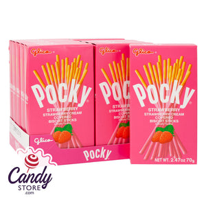 Pocky Sticks Strawberry Cookie Stick 2.47oz Box - 10ct CandyStore.com