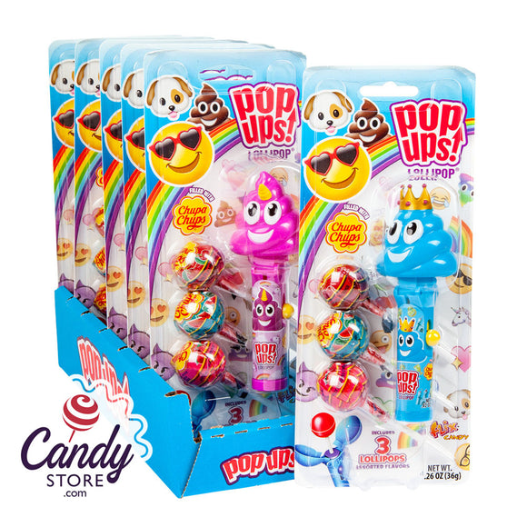 Pop Ups Emoji Lollipop 1.26oz Blister Pack - 6ct CandyStore.com