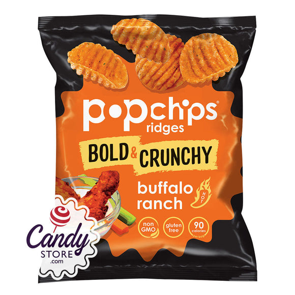 Popchips Ridges Buffalo Ranch Chips 0.7oz Bags - 24ct CandyStore.com