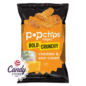 Popchips Ridges Cheddar And Sour Cream Chips 5oz Bags - 12ct CandyStore.com