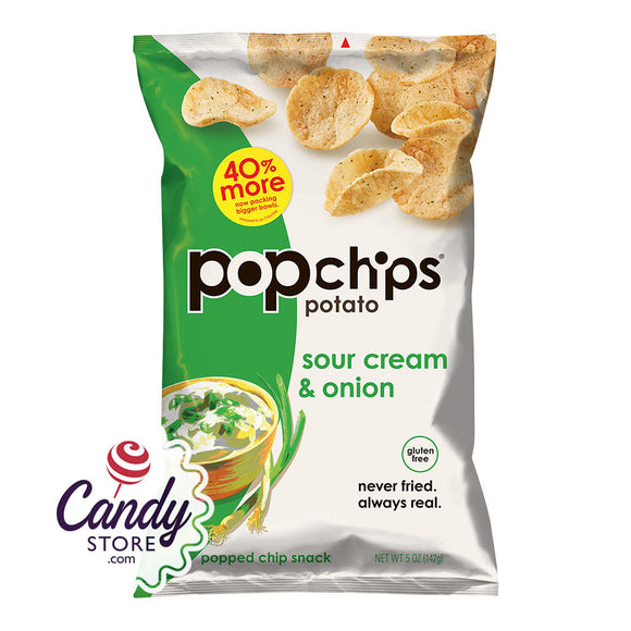 Popchips Sour Cream And Onion Potato Chips 5oz Bags - 12ct CandyStore.com