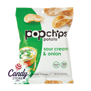 Popchips Sour Cream & Onion 0.8oz Pouch - 24ct CandyStore.com
