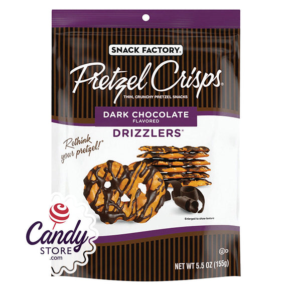 Pretzel Crisps Dark Chocolate Drizzlers 5.5oz Peg Bags - 12ct CandyStore.com