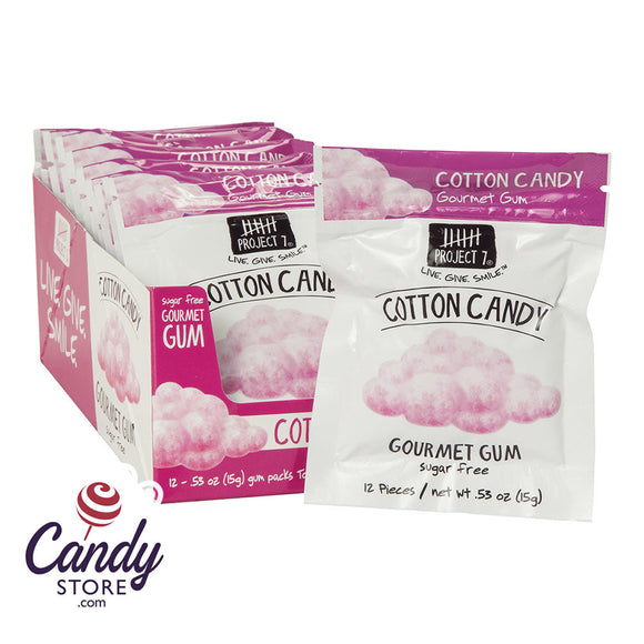 Project 7 Cotton Candy Gum 0.53oz - 12ct CandyStore.com