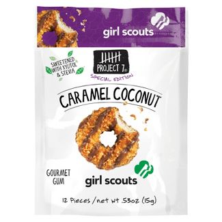Project 7 Girl Scouts Carmel Coconut Gum Pouches - 12ct CandyStore.com