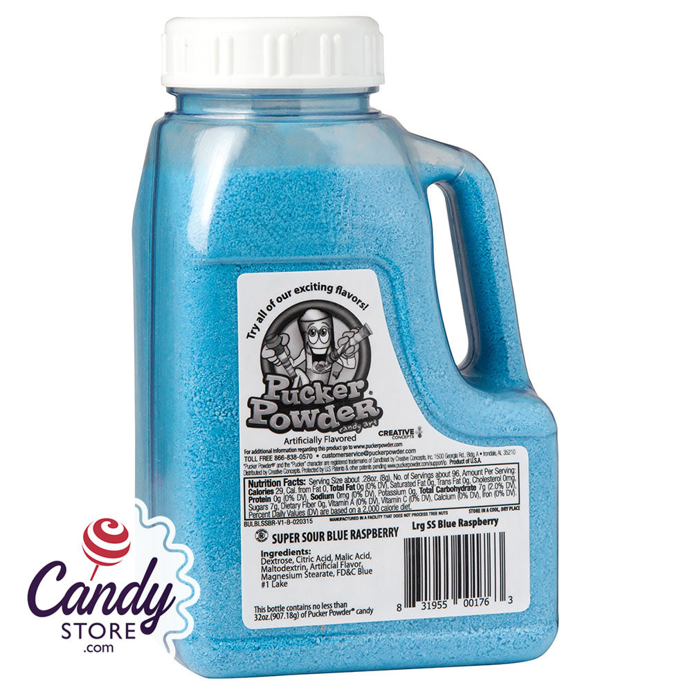 Pucker Powder Super Sour Blue Raspberry 32oz Bottle 1ct - CandyStore.com