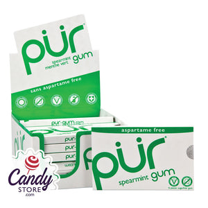 Pur Spearmint Gum 9 Pc 0.44oz Pack - 12ct CandyStore.com