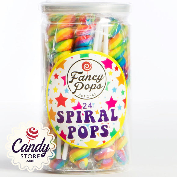 Rainbow Spiral Lollipops Fancy Pops - 24ct CandyStore.com