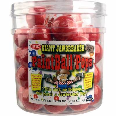 Red Paintball Pops Jar - 36ct CandyStore.com