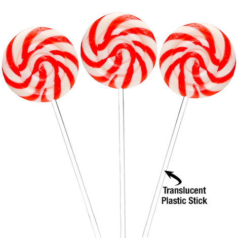 Red Swipple Pops - 48ct Cherry Petite Swirly Lollipops CandyStore.com