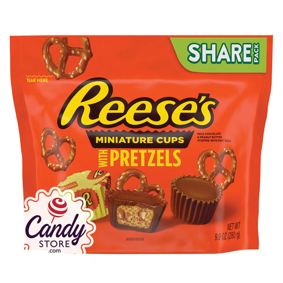 Reese's Mini Peanut Butter Cups With Pretzels 9.9oz Pouch - 8ct CandyStore.com
