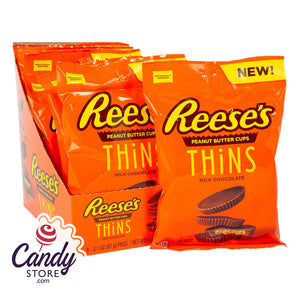 Reese's Peanut Butter Cups Thins Milk Chocolate 3.1oz Peg Bag - 8ct CandyStore.com