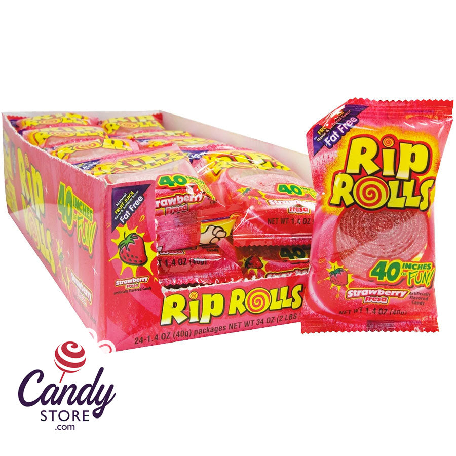 Rip Rolls Strawberry - 24ct | CandyStore.com