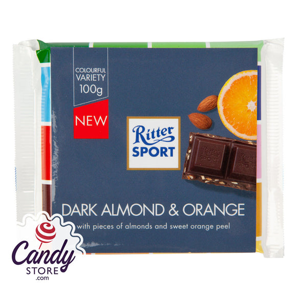 Ritter Sport Dark Chocolate With Almonds & Orange 3.5oz - 12ct CandyStore.com