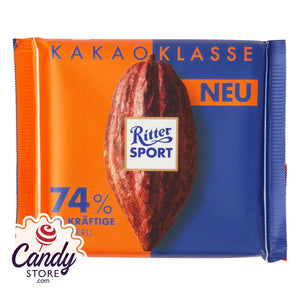 Ritter Sport Kakao Klasse 74% Intense Chocolate From Peru 3.5oz - 12ct CandyStore.com