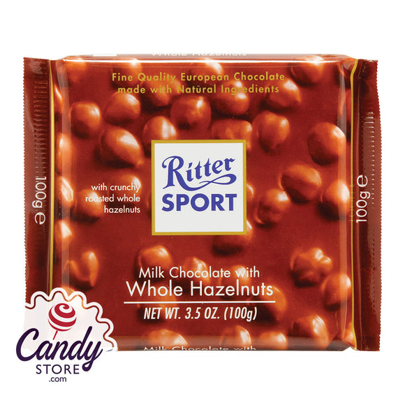 Ritter Sport Milk Chocolate Whole Hazelnuts 3.5oz Bar - 10ct CandyStore.com