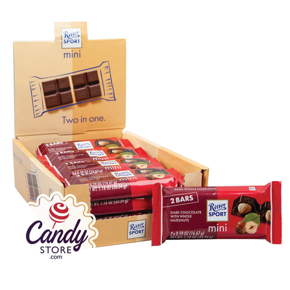 Ritter Sport Mini 2-Pack Dark Chocolate With Hazelnuts 1.18oz - 192ct CandyStore.com